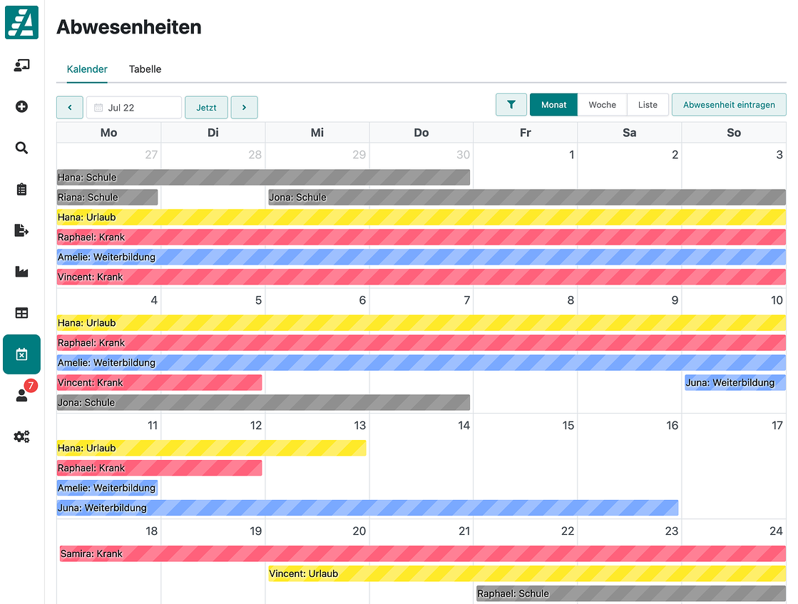 Abwesenheitskalender