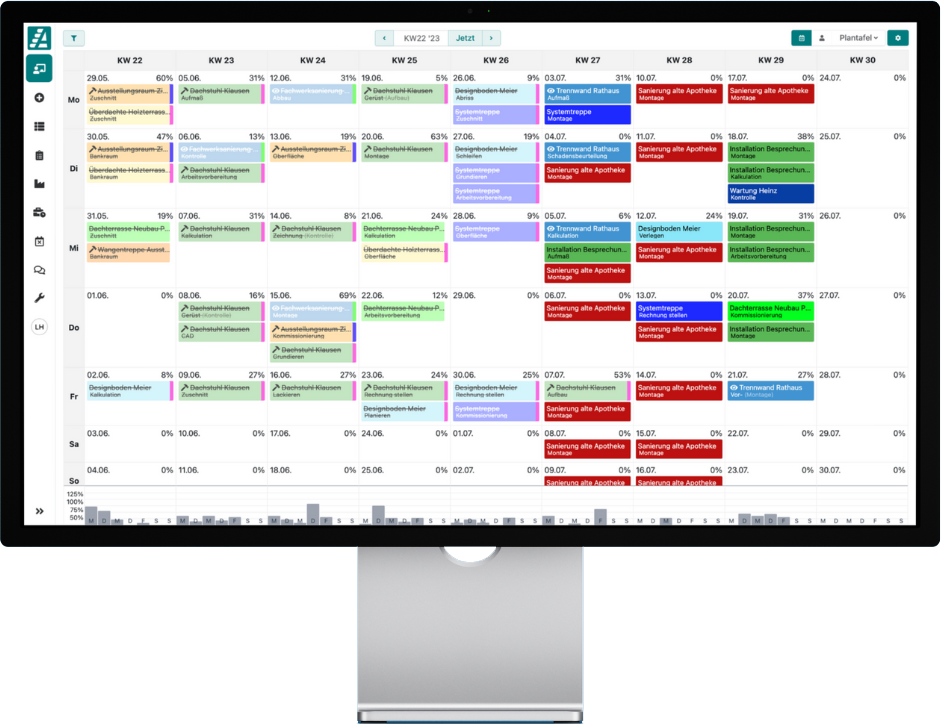 In der digitalen Plantafel behähltst du den Überblick über deine Aufträge.