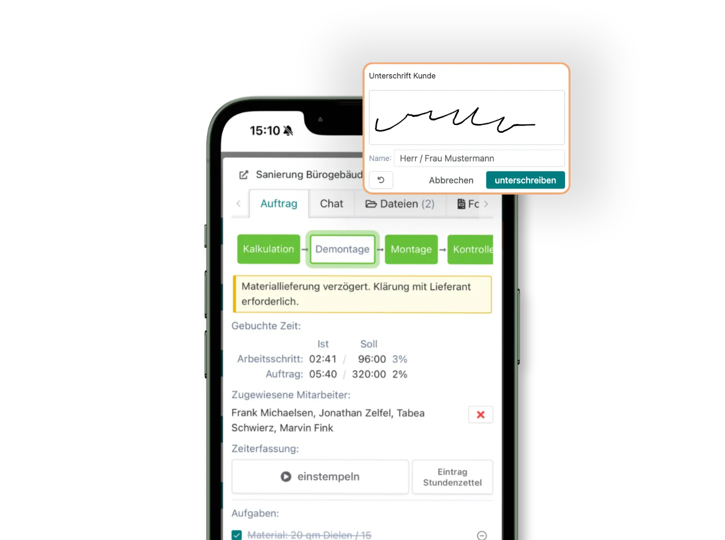 Mobile Zeiterfassung in Artesa
