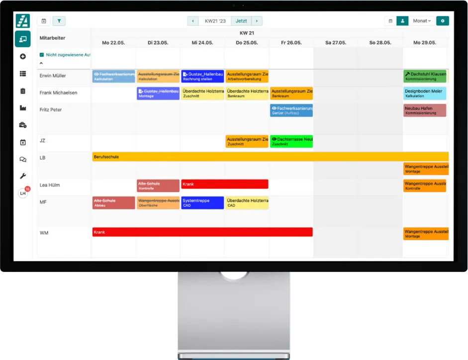 Mitarbeitertafel für die Mitarbeiterplanung