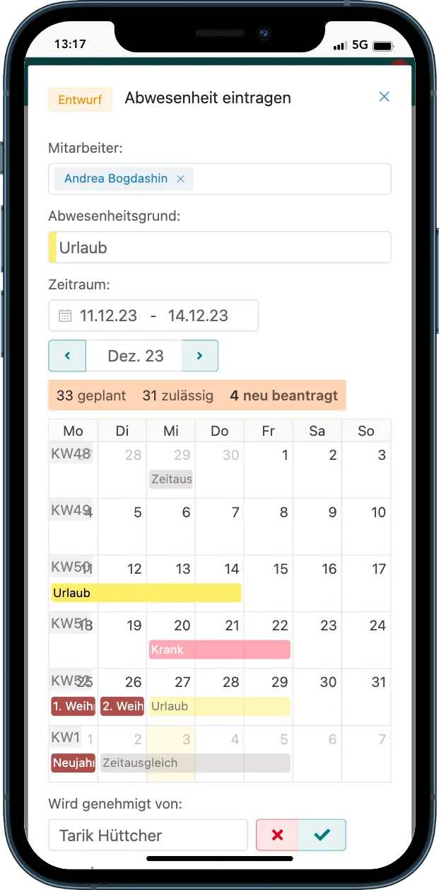Abwesenheiten für die Urlaubsplanung