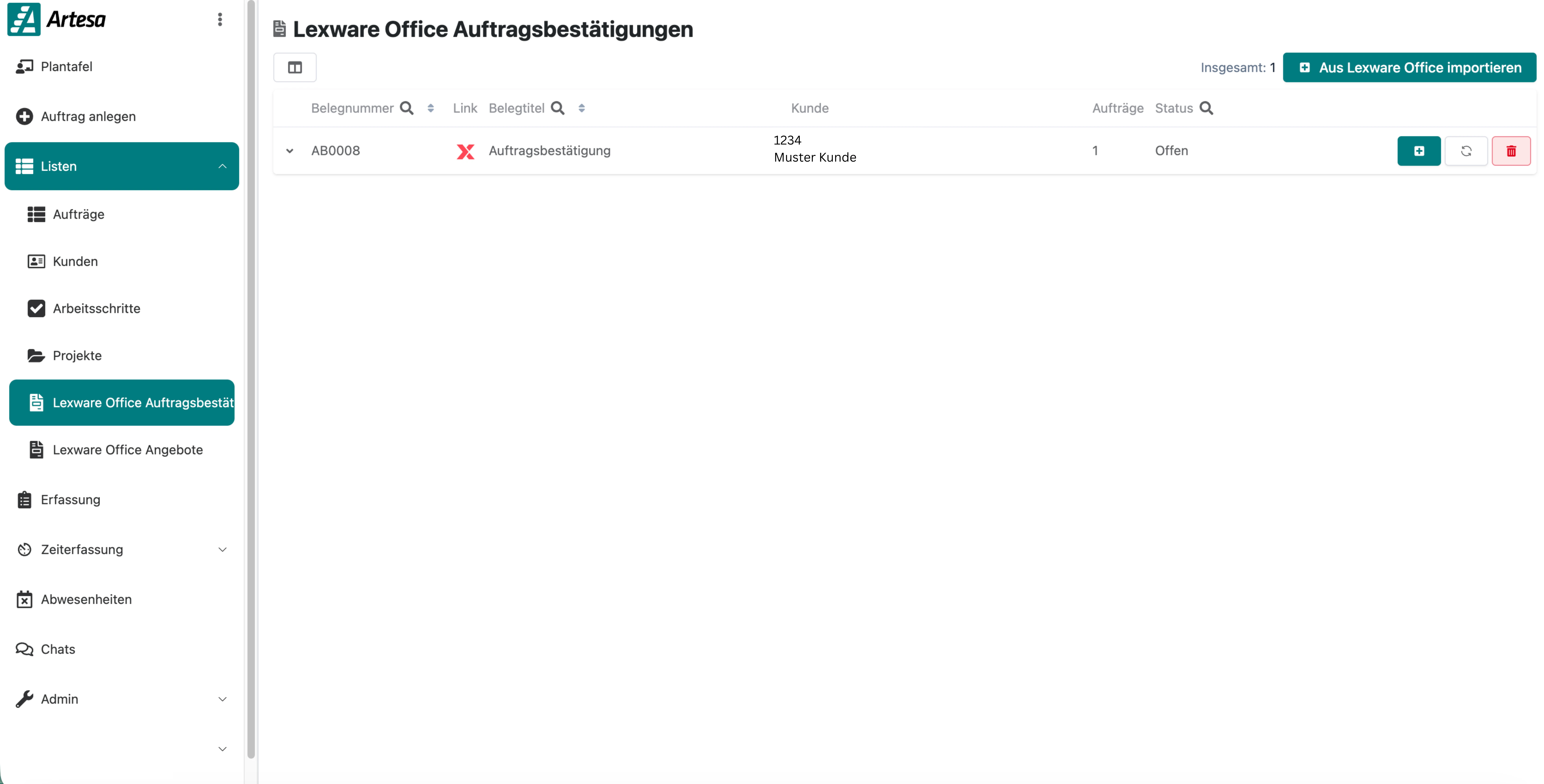 Lexware Office Auftragsbestätigung