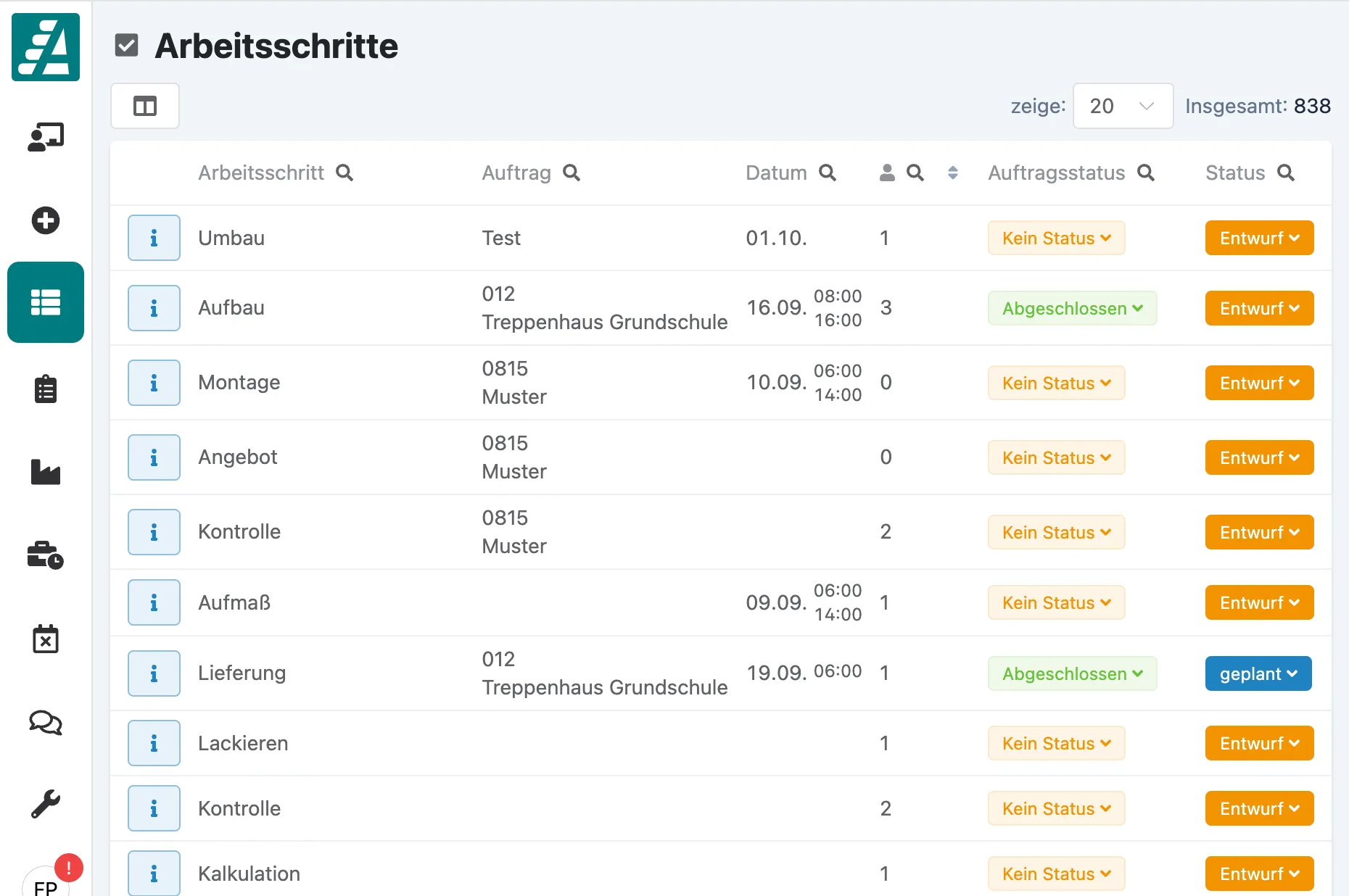 Arbeitsschritte